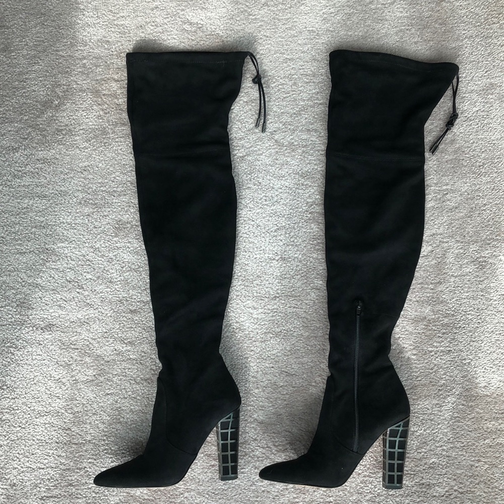 Barely Worn Brian Atwood Black Suede Over The Knee Boots
